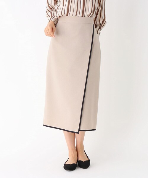 Modify(モディファイ)の「◆配色パイピングラップ風スカート(スカート・レディース・ベージュ/オリーブ・40/42)」の2枚目の写真