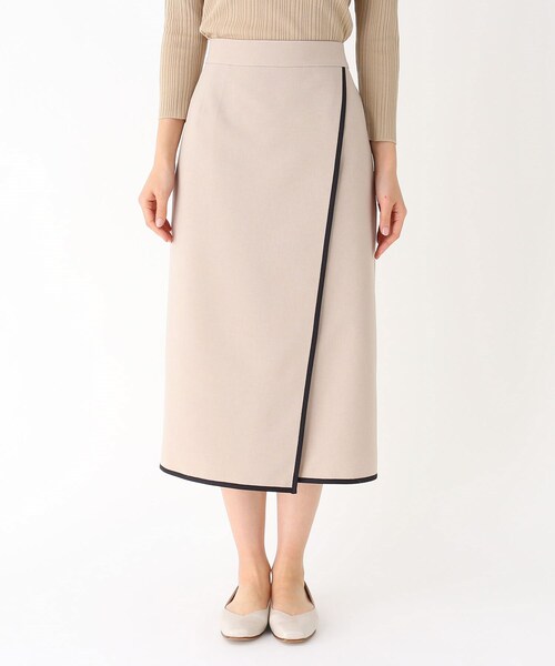 Modify(モディファイ)の「◆配色パイピングラップ風スカート(スカート・レディース・ベージュ/オリーブ・40/42)」の5枚目の写真