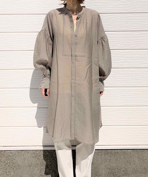 Q（キュー）の「Backギャザーシャツ2（シャツ/ブラウス・レディース・グレー/アイボリー・ONE SIZE）」の8枚目の写真