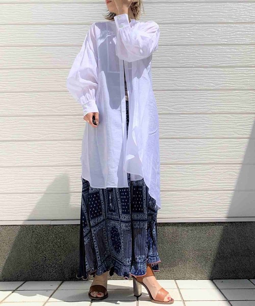 Q（キュー）の「Backギャザーシャツ2（シャツ/ブラウス・レディース・グレー/アイボリー・ONE SIZE）」の5枚目の写真