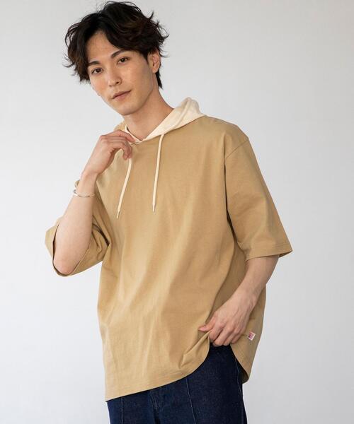 coen（コーエン）の「USAコットンハイショクハーフスリーブパーカー（パーカー・メンズ・ライトブルー/ベージュ・SMALL/MEDIUM/LARGE/X-LARGE）」の8枚目の写真