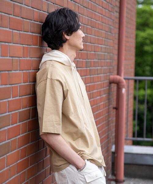 coen（コーエン）の「USAコットンハイショクハーフスリーブパーカー（パーカー・メンズ・ライトブルー/ベージュ・SMALL/MEDIUM/LARGE/X-LARGE）」の6枚目の写真