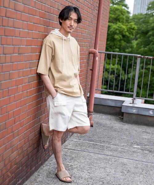 coen（コーエン）の「USAコットンハイショクハーフスリーブパーカー（パーカー・メンズ・ライトブルー/ベージュ・SMALL/MEDIUM/LARGE/X-LARGE）」の4枚目の写真