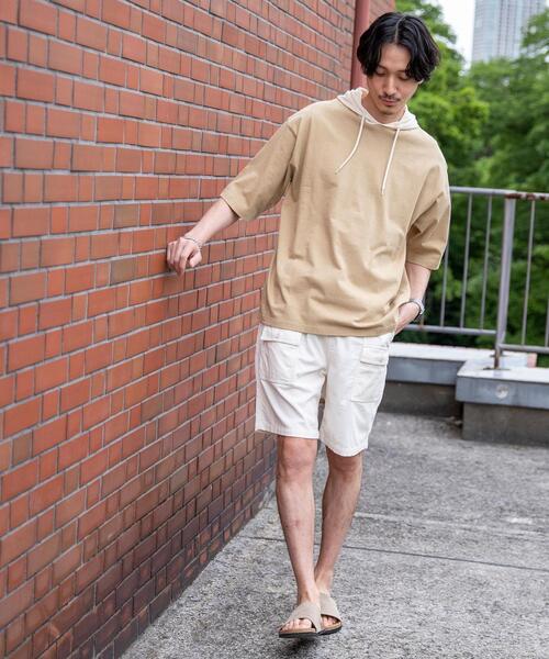 coen（コーエン）の「USAコットンハイショクハーフスリーブパーカー（パーカー・メンズ・ライトブルー/ベージュ・SMALL/MEDIUM/LARGE/X-LARGE）」の12枚目の写真