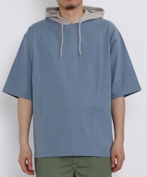 coen（コーエン）の「USAコットンハイショクハーフスリーブパーカー（パーカー・メンズ・ライトブルー/ベージュ・SMALL/MEDIUM/LARGE/X-LARGE）」の11枚目の写真