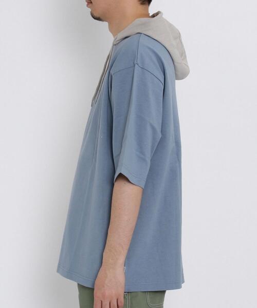 coen（コーエン）の「USAコットンハイショクハーフスリーブパーカー（パーカー・メンズ・ライトブルー/ベージュ・SMALL/MEDIUM/LARGE/X-LARGE）」の7枚目の写真