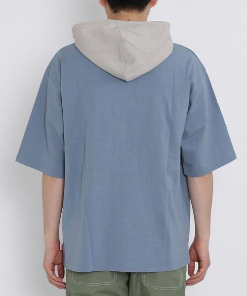 coen（コーエン）の「USAコットンハイショクハーフスリーブパーカー（パーカー・メンズ・ライトブルー/ベージュ・SMALL/MEDIUM/LARGE/X-LARGE）」の5枚目の写真