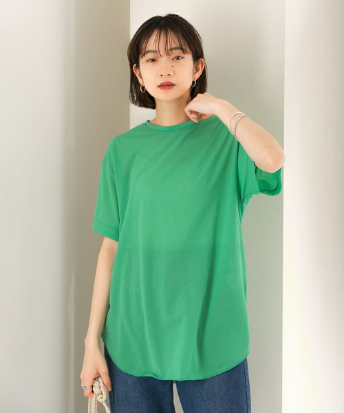 KBF（ケイビーエフ）の「クルーネックシアーTシャツ（Tシャツ/カットソー・レディース・ブルー/グリーン/アイボリー・ONE）」の11枚目の写真