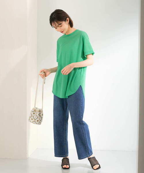 KBF（ケイビーエフ）の「クルーネックシアーTシャツ（Tシャツ/カットソー・レディース・ブルー/グリーン/アイボリー・ONE）」の6枚目の写真