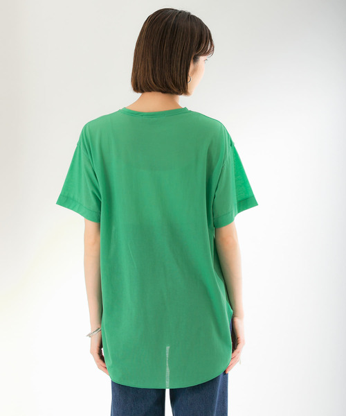 KBF（ケイビーエフ）の「クルーネックシアーTシャツ（Tシャツ/カットソー・レディース・ブルー/グリーン/アイボリー・ONE）」の15枚目の写真