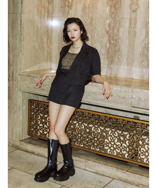 jouetie(ジュエティ)の「ハーフスリーブジャケットライクセットアップ(セットアップ・レディース・アイボリー/ブラック/ピンク・MEDIUM)」の15枚目の写真