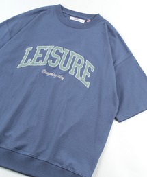 カレッジロゴ USA コットン アップリケ刺繍Tシャツ/ オーバーサイズ