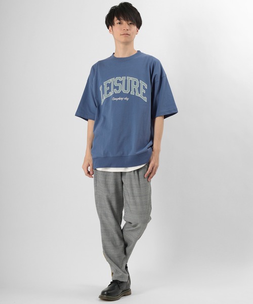 make a ray!(メイク ア レイ!)の「カレッジロゴ USA コットン アップリケ刺繍Tシャツ/ オーバーサイズ(Tシャツ/カットソー・メンズ・ライトブルー/ベージュ/ミント/スミクロ・L/M/XL)」の5枚目の写真