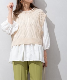 麻タッチフィッシュネットベスト