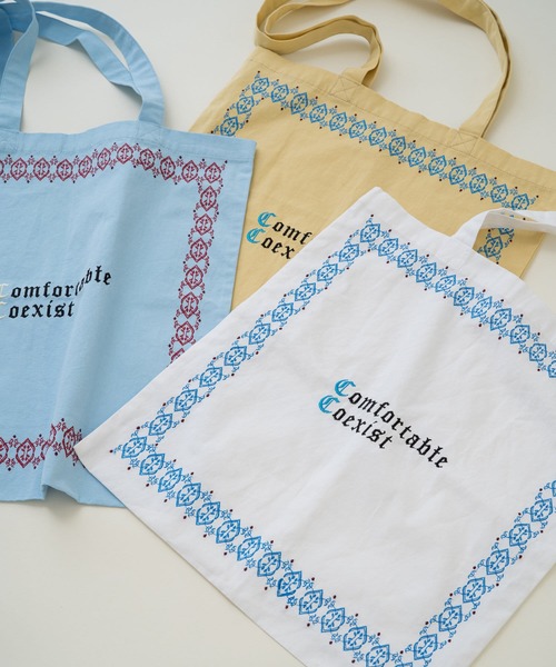 Kastane（カスタネ）の「Frame Stitch Eco Bag（エコバッグ/サブバッグ・レディース・ブルー/オフホワイト/イエロー・FREE）」の2枚目の写真