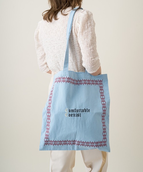 Kastane（カスタネ）の「Frame Stitch Eco Bag（エコバッグ/サブバッグ・レディース・ブルー/オフホワイト/イエロー・FREE）」の5枚目の写真