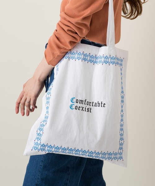 Kastane（カスタネ）の「Frame Stitch Eco Bag（エコバッグ/サブバッグ・レディース・ブルー/オフホワイト/イエロー・FREE）」の18枚目の写真