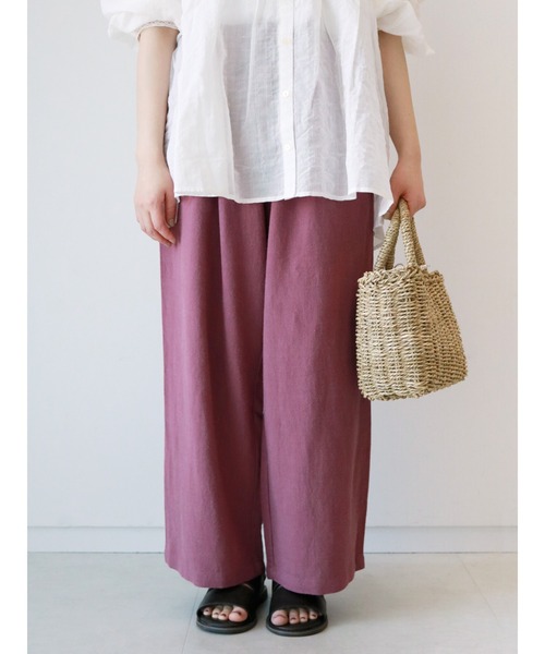 Samansa Mos2(サマンサ モスモス)の「リネンミックスリラックスパンツ(その他パンツ・レディース・パープル/ブラウン/ベージュ・フリ-)」の3枚目の写真