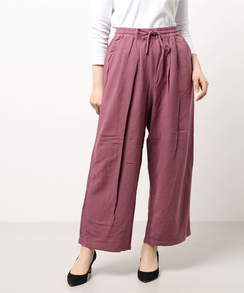 Samansa Mos2(サマンサ モスモス)の「リネンミックスリラックスパンツ(その他パンツ・レディース・パープル/ブラウン/ベージュ・フリ-)」の6枚目の写真