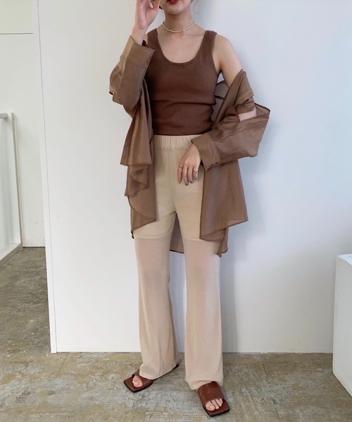Amiur(エミレ)の「rib tank top(タンクトップ・レディース・テラコッタ/ベージュ/ブラウン・FREE)」の18枚目の写真
