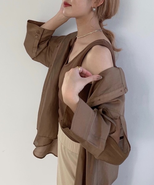 Amiur(エミレ)の「rib tank top(タンクトップ・レディース・テラコッタ/ベージュ/ブラウン・FREE)」の11枚目の写真