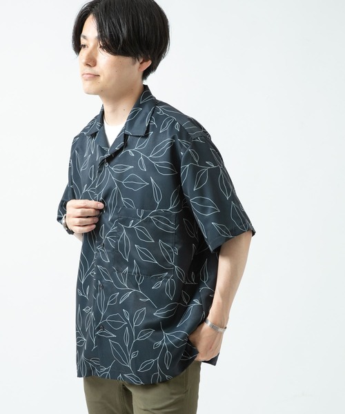 ITEMS URBANRESEARCH（アイテムズ アーバンリサーチ）の「リーフプリント オープンカラー半袖シャツ（シャツ/ブラウス・メンズ・パープル/ネイビー/ブラウン・MEDIUM/LARGE）」の13枚目の写真