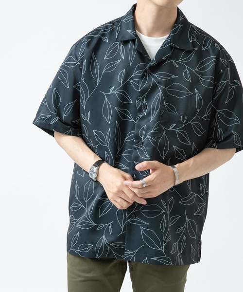 ITEMS URBANRESEARCH（アイテムズ アーバンリサーチ）の「リーフプリント オープンカラー半袖シャツ（シャツ/ブラウス・メンズ・パープル/ネイビー/ブラウン・MEDIUM/LARGE）」の14枚目の写真