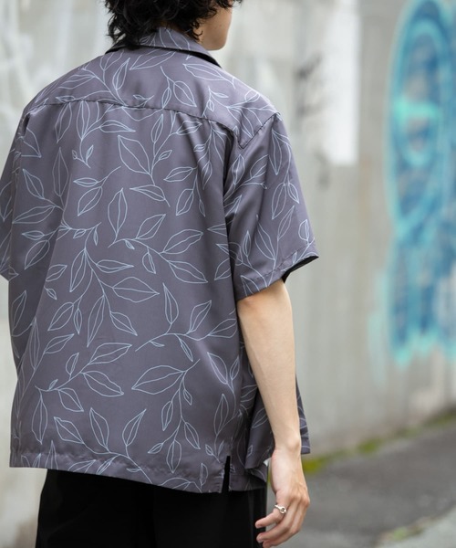 ITEMS URBANRESEARCH（アイテムズ アーバンリサーチ）の「リーフプリント オープンカラー半袖シャツ（シャツ/ブラウス・メンズ・パープル/ネイビー/ブラウン・MEDIUM/LARGE）」の17枚目の写真