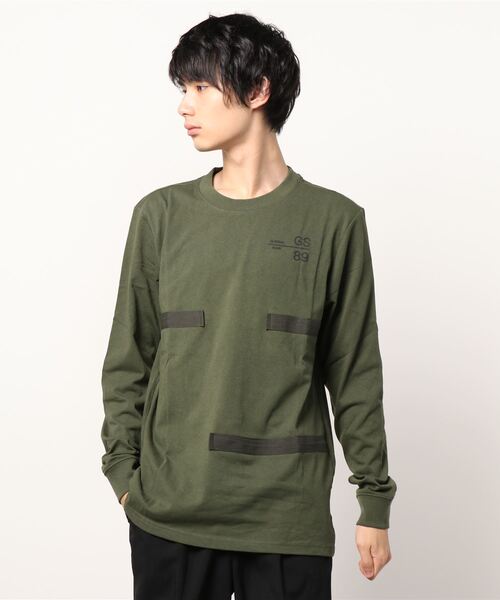 G-STAR（ジースター）の「TAPE DETAIL T-SHIRT/ロンT（Tシャツ/カットソー・メンズ・ダークオリーブ/ダークブラック・MEDIUM/LARGE/X-SMALL/SMALL）」の8枚目の写真