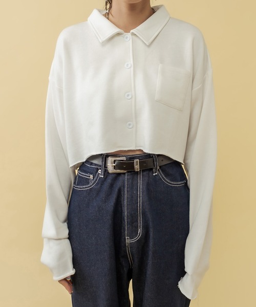 RASVOA（ラスボア）の「カットオフクロップドシャツ（シャツ/ブラウス・レディース・ブラック/オフホワイト/ブルー・FREE）」の21枚目の写真