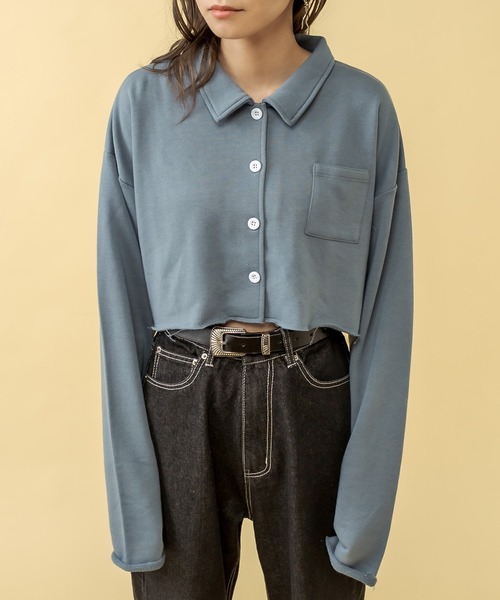 RASVOA（ラスボア）の「カットオフクロップドシャツ（シャツ/ブラウス・レディース・ブラック/オフホワイト/ブルー・FREE）」の5枚目の写真