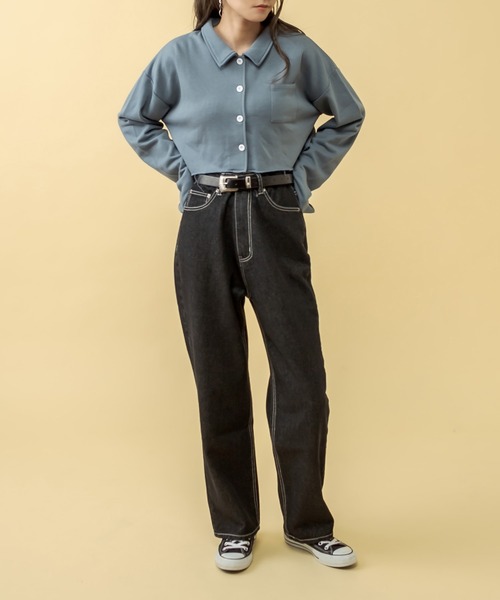 RASVOA（ラスボア）の「カットオフクロップドシャツ（シャツ/ブラウス・レディース・ブラック/オフホワイト/ブルー・FREE）」の18枚目の写真