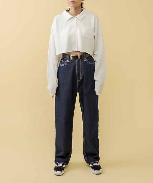 RASVOA（ラスボア）の「カットオフクロップドシャツ（シャツ/ブラウス・レディース・ブラック/オフホワイト/ブルー・FREE）」の11枚目の写真