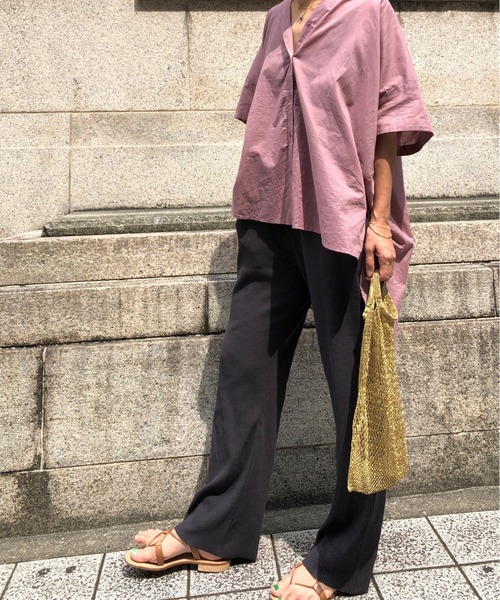 ulu(ウル)の「Semiflare rib pants(その他パンツ・レディース・アイボリー/チャコール・FREE)」の2枚目の写真