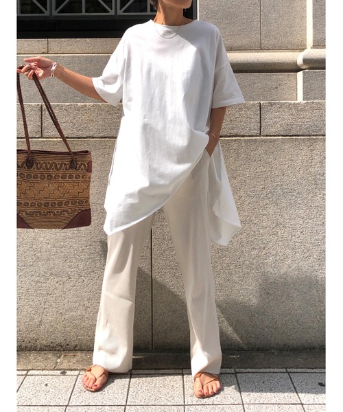 ulu(ウル)の「Semiflare rib pants(その他パンツ・レディース・アイボリー/チャコール・FREE)」の12枚目の写真