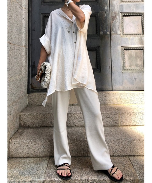 ulu(ウル)の「Semiflare rib pants(その他パンツ・レディース・アイボリー/チャコール・FREE)」の8枚目の写真