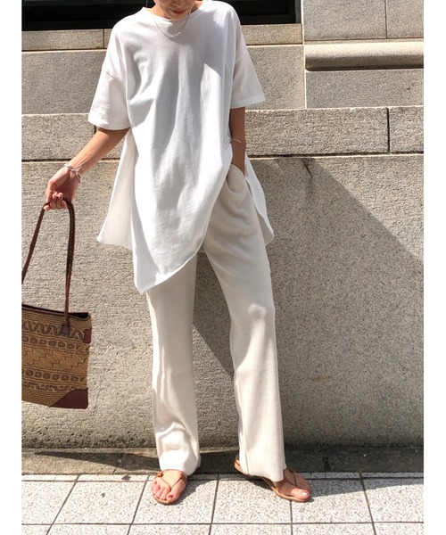 ulu(ウル)の「Semiflare rib pants(その他パンツ・レディース・アイボリー/チャコール・FREE)」の10枚目の写真