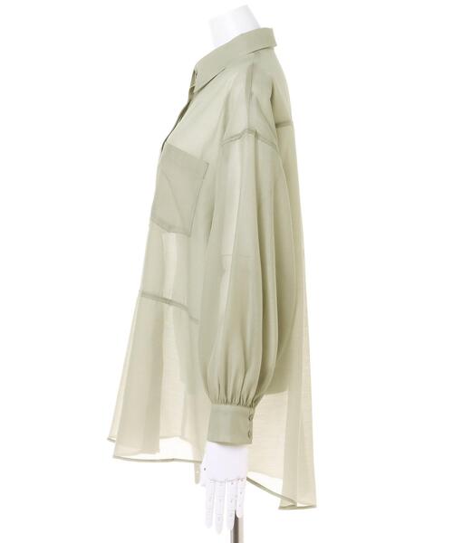 INGNI（イング）の「シアーブロッキング／シャツ（シャツ/ブラウス・レディース・ブラック/アイボリー/サーモンピンク/ライトカーキ・M）」の7枚目の写真