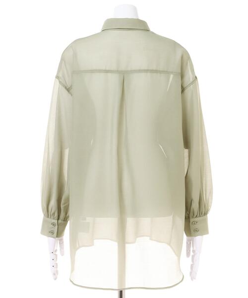 INGNI（イング）の「シアーブロッキング／シャツ（シャツ/ブラウス・レディース・ブラック/アイボリー/サーモンピンク/ライトカーキ・M）」の8枚目の写真