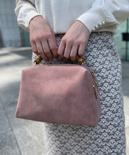 grove（グローブ）の「◆バンブーダブルZIP 2WAYショルダー（ショルダーバッグ・レディース・ブラック/サンドベージュ/ピンク系/グレー・00）」の4枚目の写真