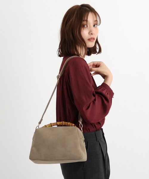 grove（グローブ）の「◆バンブーダブルZIP 2WAYショルダー（ショルダーバッグ・レディース・ブラック/サンドベージュ/ピンク系/グレー・00）」の13枚目の写真