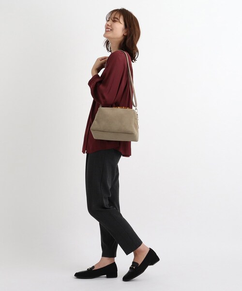 grove（グローブ）の「◆バンブーダブルZIP 2WAYショルダー（ショルダーバッグ・レディース・ブラック/サンドベージュ/ピンク系/グレー・00）」の15枚目の写真