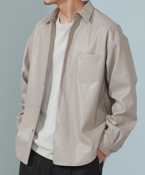 B:MING by BEAMS / ワイドフィット フェイクレザーシャツ