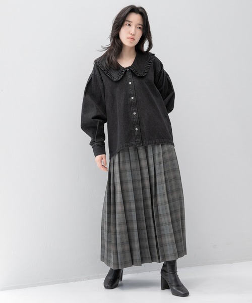 LOWRYS FARM（ローリーズファーム）の「チェックプリーツスカート　217193（スカート・レディース・ブラウン/グレー/レッド・MEDIUM/LARGE）」の4枚目の写真