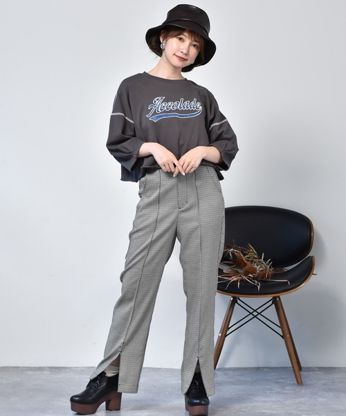 ems excite(エムズエキサイト)の「ベルト付セミフレアパンツ(その他パンツ・レディース・ブラック/ボルドー/ブラック系その他/ブラウン系その他・FREE)」の5枚目の写真