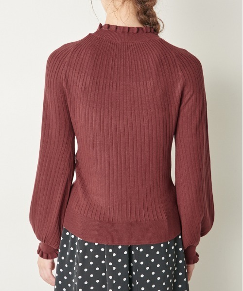 OLIVE des OLIVE（オリーブデオリーブ）の「【WEB限定】コスパ最強！秋冬の万能アイテム。求心リブフリルニット（ニット/セーター・レディース・ブラック/ダークブラウン/オフホワイト/ピンク/グリーン/ボルドー/ラベンダー・FREE）」の20枚目の写真