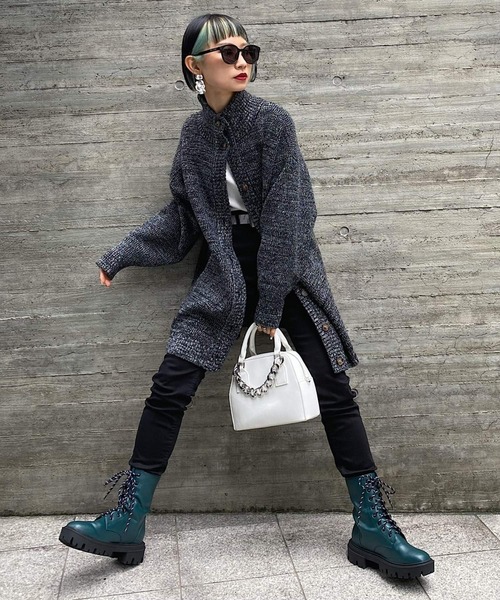 PAGEBOY（ページボーイ）の「ハイネックロングカーデ（ニット/セーター・レディース・オフホワイト/グリーン系その他/ブラック/オレンジ・FREE）」の10枚目の写真