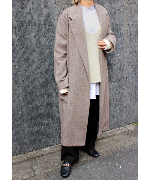 MLI'A(エムリア)の「ヘリンボーンオーバーサイズコート(その他アウター・レディース・ブラック/ブラウン・M)」の1枚目の写真