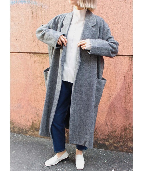 MLI'A(エムリア)の「ヘリンボーンオーバーサイズコート(その他アウター・レディース・ブラック/ブラウン・M)」の2枚目の写真