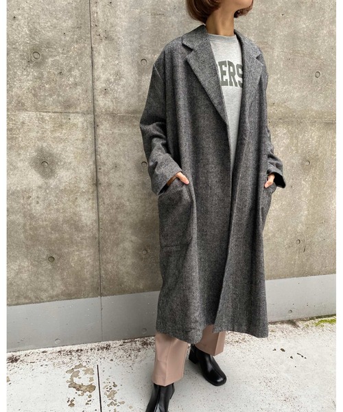 MLI'A(エムリア)の「ヘリンボーンオーバーサイズコート(その他アウター・レディース・ブラック/ブラウン・M)」の5枚目の写真